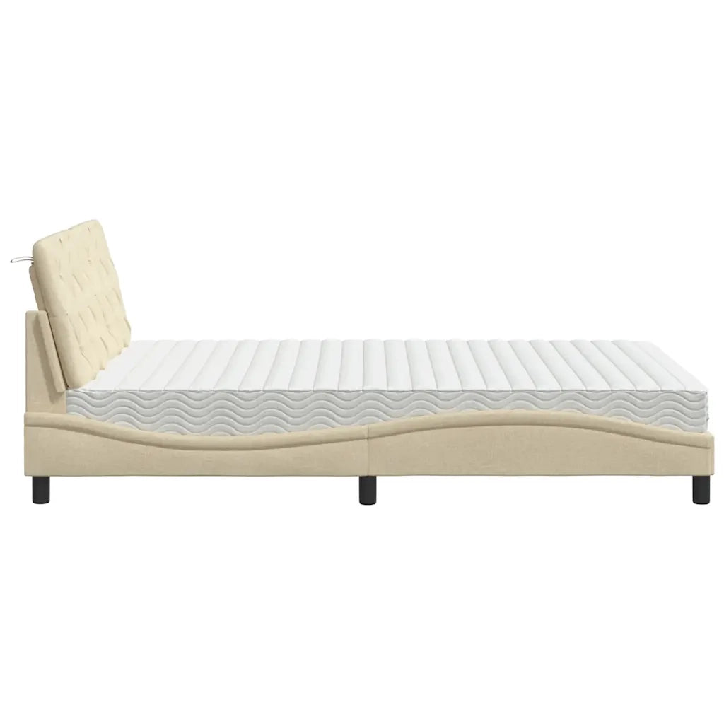 Letto con Materasso Crema 120x200 cm in Tessuto 3310732