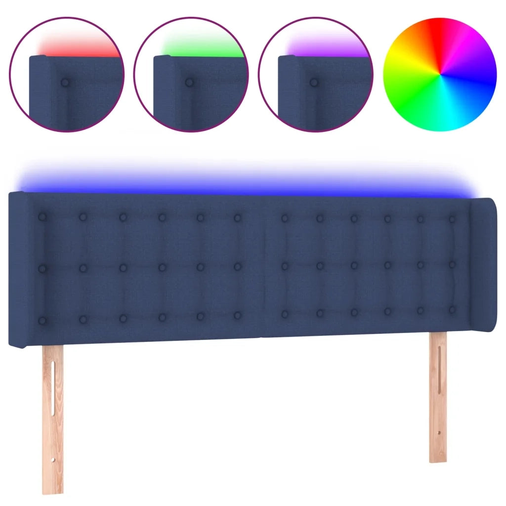 Testiera | Testata a LED Blu 147x16x78/88 cm in Tessuto