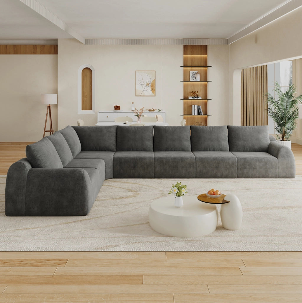 Divano in ciniglia grigio scuro 401 × 267 × 85 cm