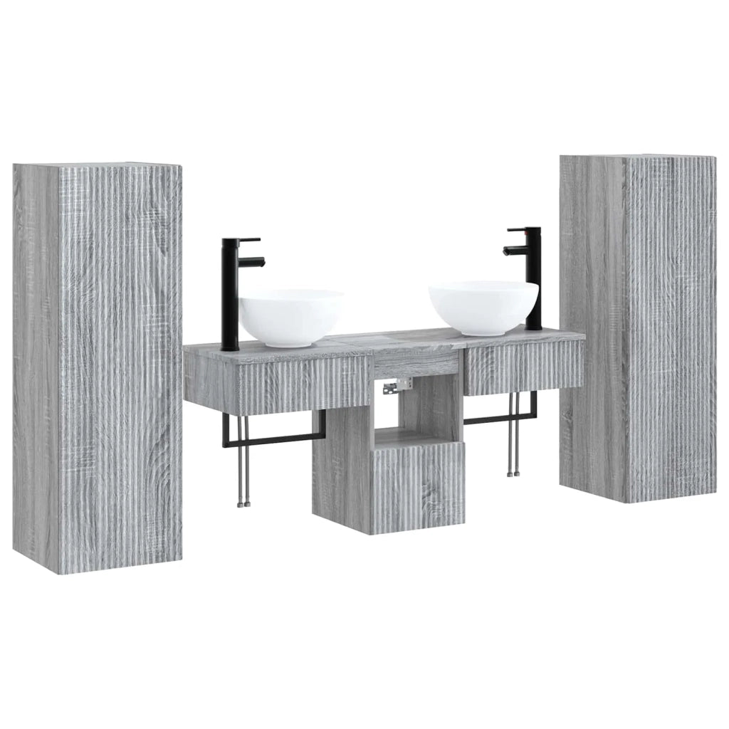 Set di mobili per il bagno 5 pz Sonoma grigio 3405969