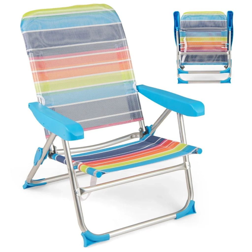 Set di 2 sedie pieghevoli da campeggio/spiaggia 64 x 63 x 74 cm 4 posizioni reclinabili con braccioli design colorato in metallo e tessuto 20_0012426
