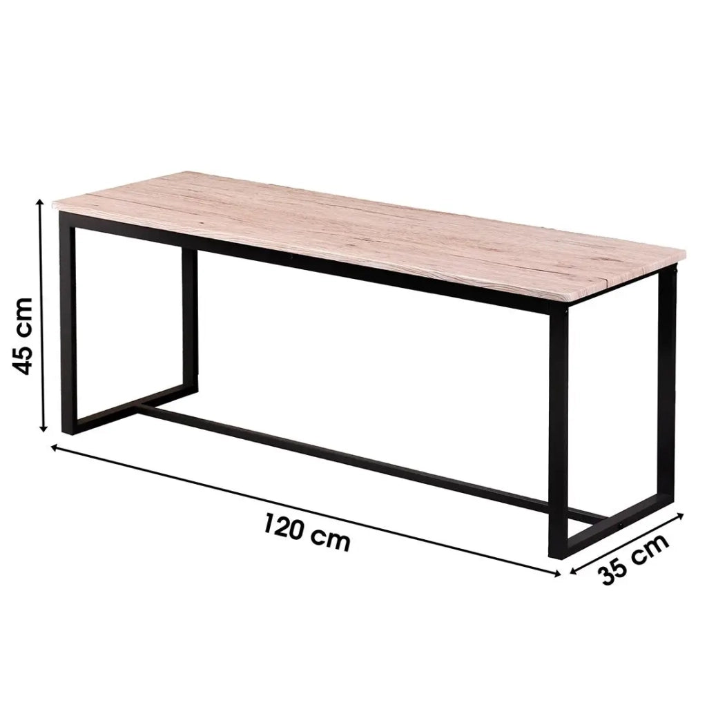 Panchina in legno con struttura in metallo nero collezione DARYL. Stile industriale.
