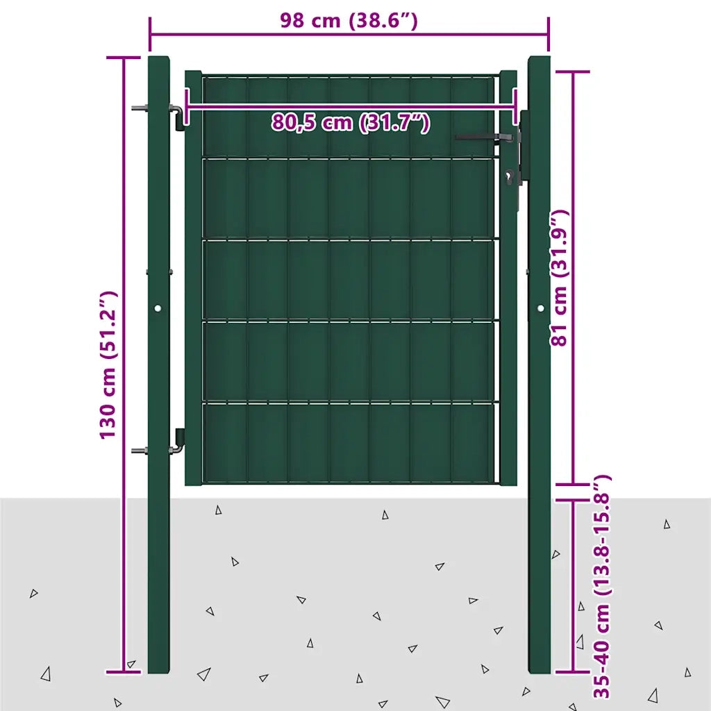 Cancello per Recinzione in PVC e Acciaio 100x81 cm Verde 145227