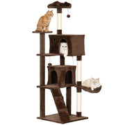 Letto per gatti con piattaforme, cuscino, amaca e palo di sisal ¨C zephmum ¨C marrone, 180 cm