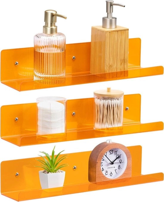 Set di 3 pannelli di pittura acrilica retro - 38 x 102 x 76 cm - Arancione