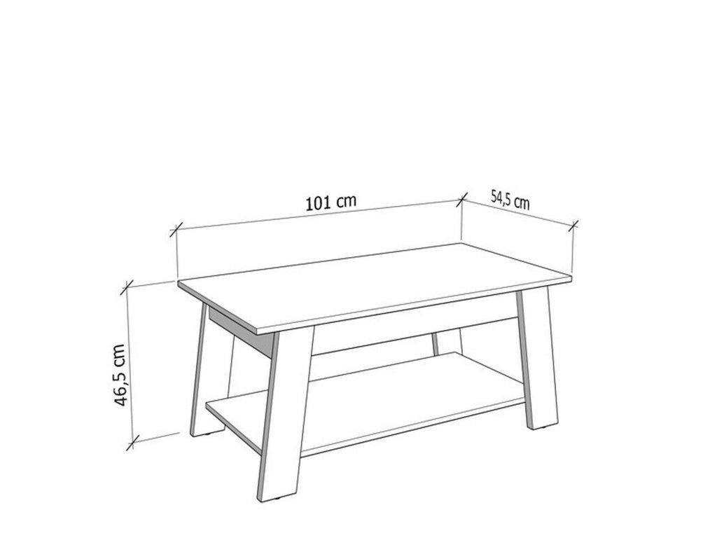 Casaglia, Tavolino da Salotto un Vano, 101x54.5x46.5h cm Bianco Lucido