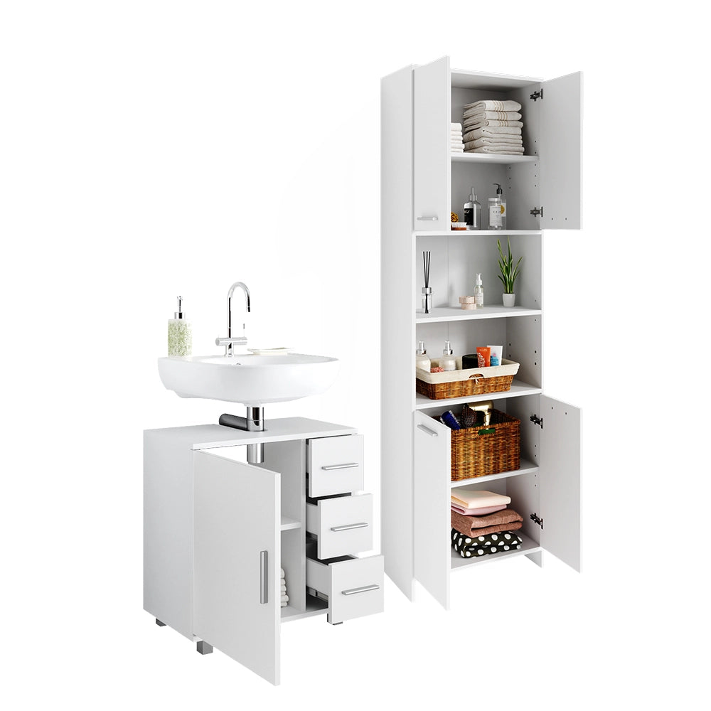 Vicco Set di mobili da bagno Bianco 2 pezzi, con colonna e base lavabo