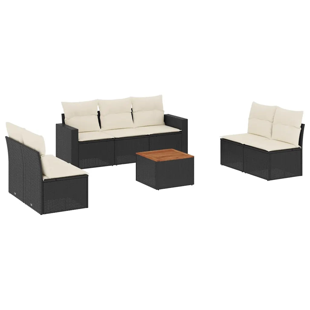 Set Divani da Giardino con Cuscini 8 pz Nero in Polyrattancod mxl 115345