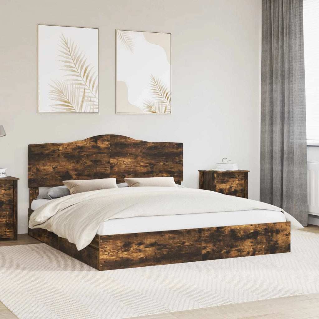 Letto con Contenitore con testiera Rovere fumé 180 x 200 cm