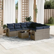 Set Divani da Giardino 9 pz con Cuscini Grigio in Polyrattan 3219960