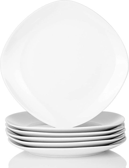 Serie di 6 piatti in porcellana, set da tavola, piatto da 24,6 cm per 6 persone.