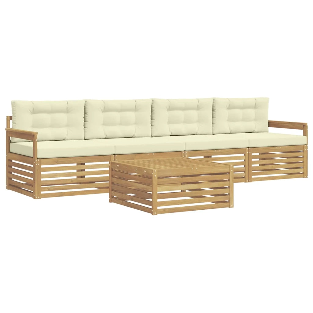 Set di divani da esterno con cuscino 5 pcs Bianco e Crema