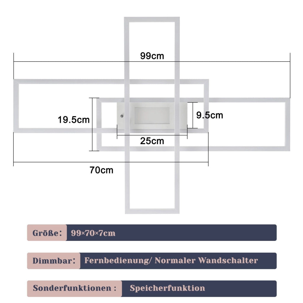ZMH Lampada da soffitto plafoniera LED 50W design moderno telecomando per soggiorno