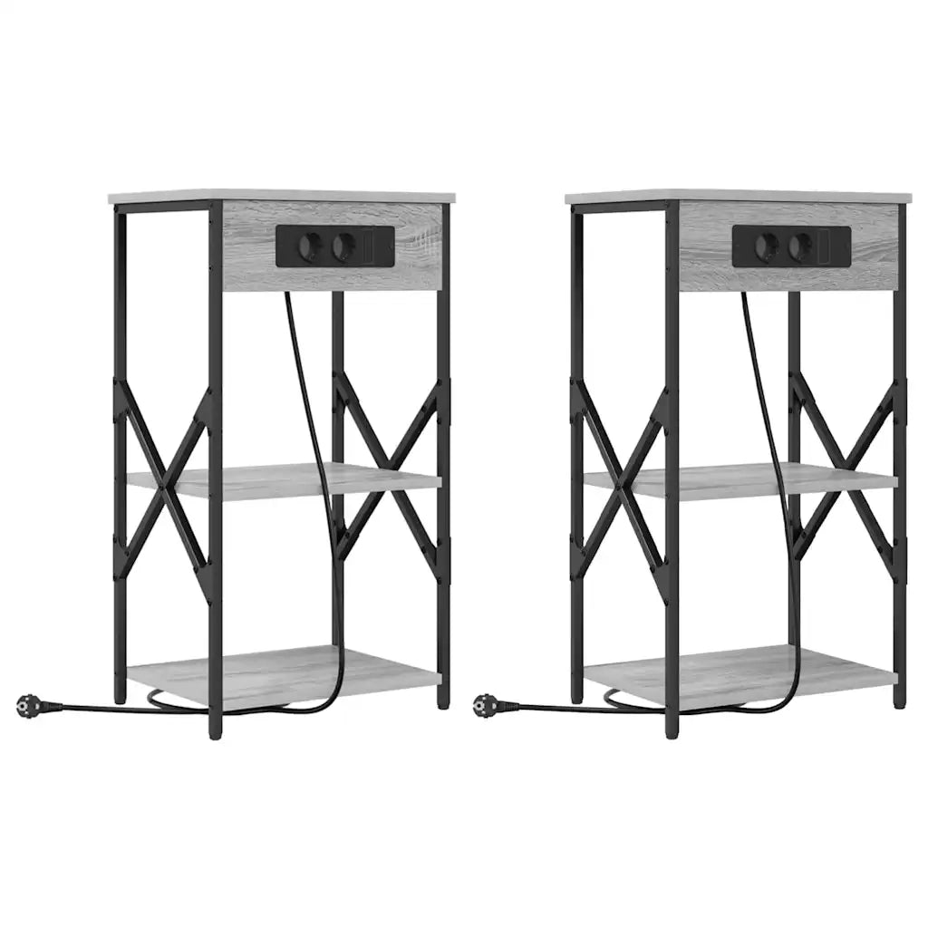Set di 2 Comodini | Armadio da Notte | Mobiletto da notte Grigio Sonoma 41 x 31 x 76 cm