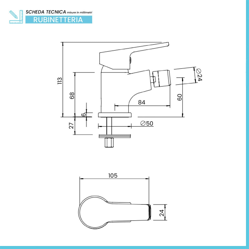 Set miscelatore lavabo e bidet cromato e piletta Mila