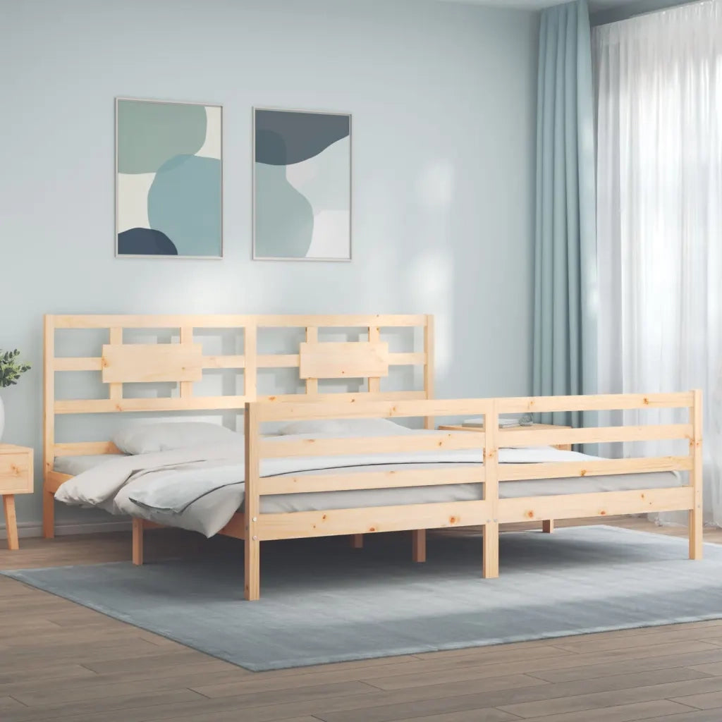 Giroletto con Testiera-Struttura Letto con testiera 200x200 cm in Legno Massello 119400