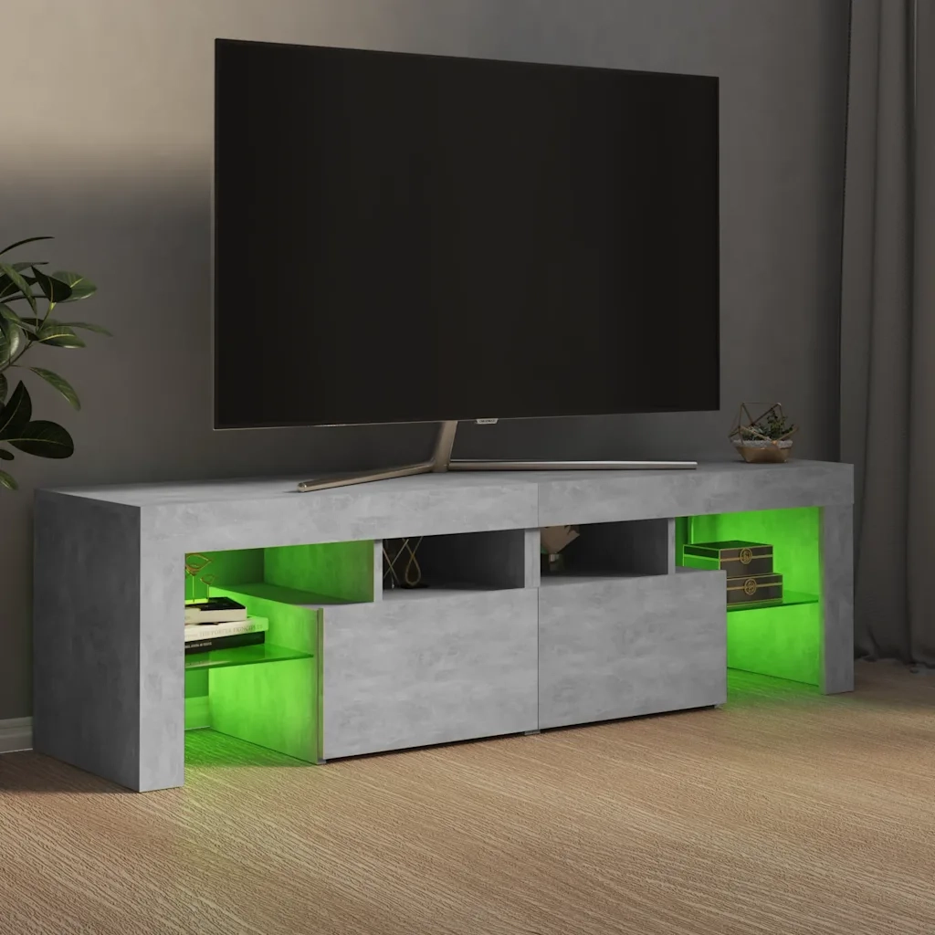 Mobile Porta TV con Luci LED-Credenza TV Grigio Cemento 140x36,5x40 cm
