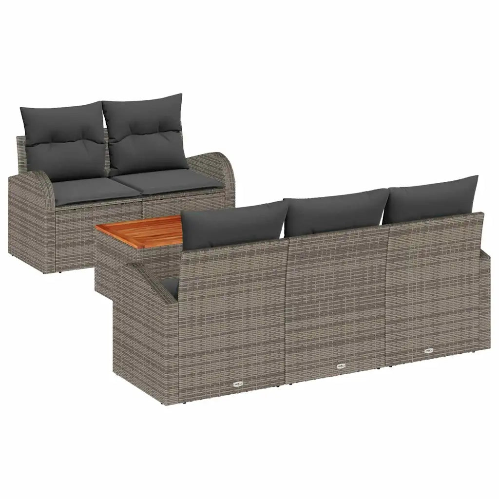 Set Divano da Giardino con cuscino 6 pcs Grigio polyrattan 3347517