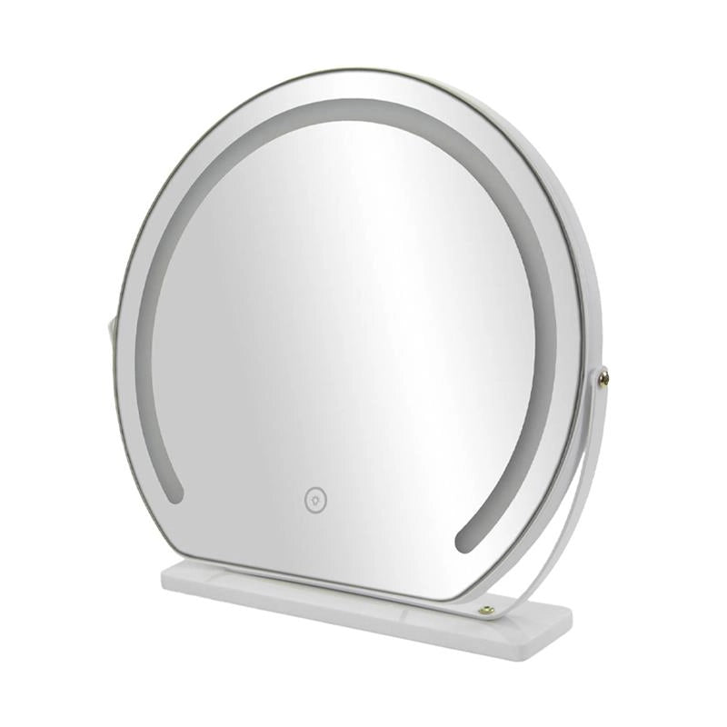 SPECCHIO TONDO TOUCH DA TAVOLO CON ILLUMINAZIONE LED 3 LUCI REGOLABILI, CON CAVO USB DIMENSIONE 45X8X42 CM