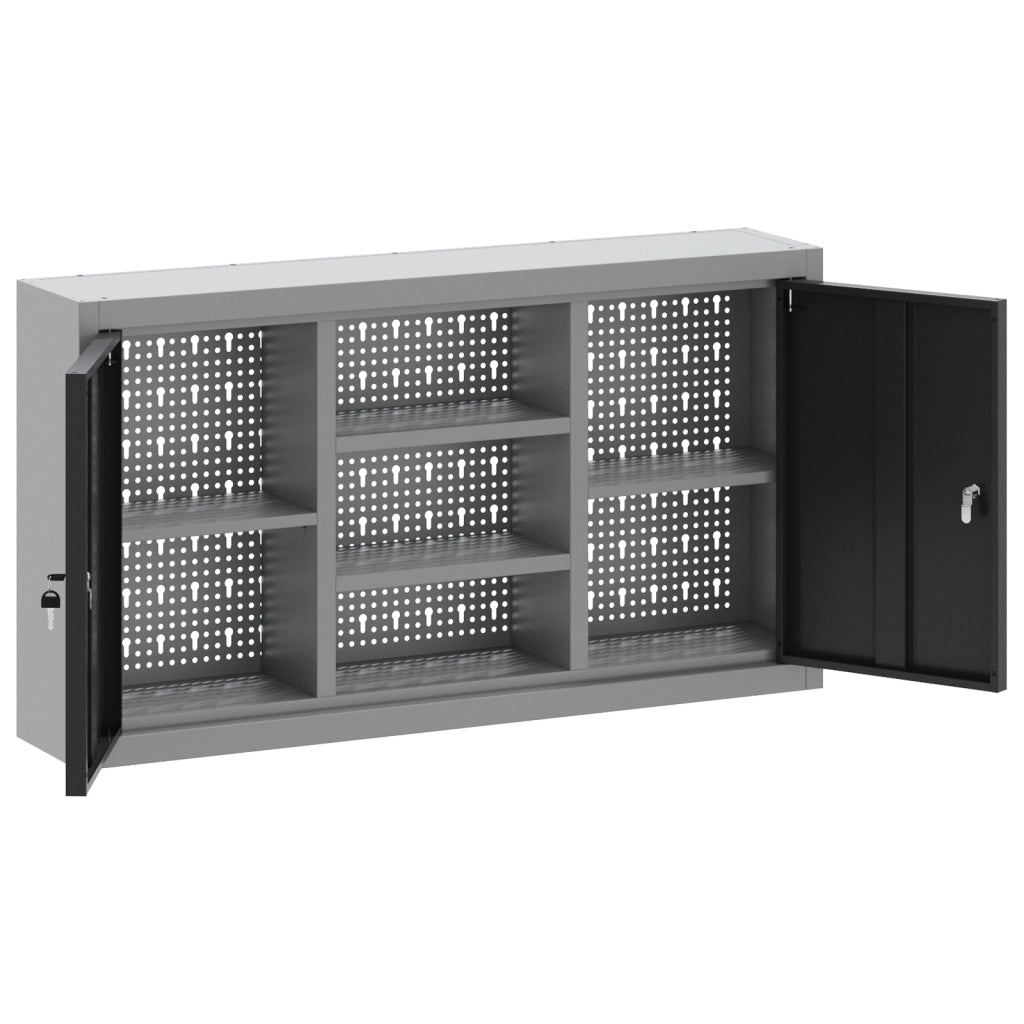 Armadio da Muro  con Pannello Perforato Nero 100x20x55 cm in Acciaio