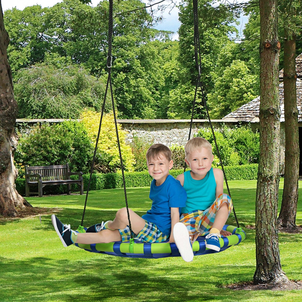 Altalena per Bambini da 3-8 Anni da Giardino ?100cm e Corde Regolabili, Blu