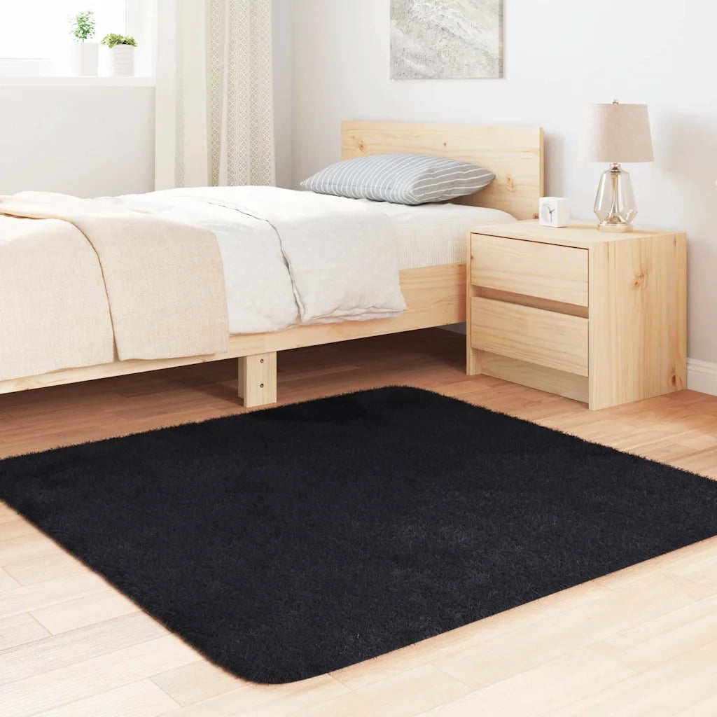 Tappeto Shaggy a Pelo Lungo NAVARRA Nero 120x120 cm poliestere 4102862