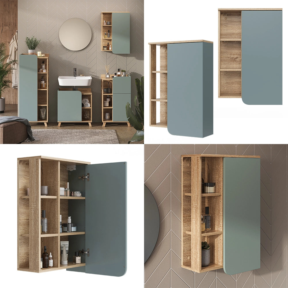 Vicco Mobile bagno Grigio-blu 50 x 75 cm con porta e vani aperti