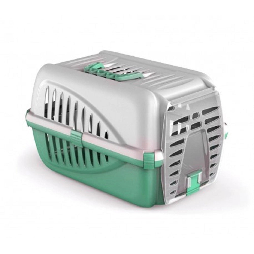 Trade Shop - Trasportino In Plastica Per Animali Panzer Made In Italy 50 X 33 X 21 Cm - Verde