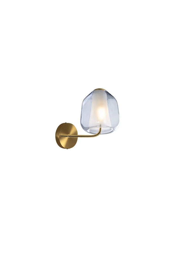 Applique Contemporanea Double Skin Metallo Ottone Vetro Blu 1 Luce E27