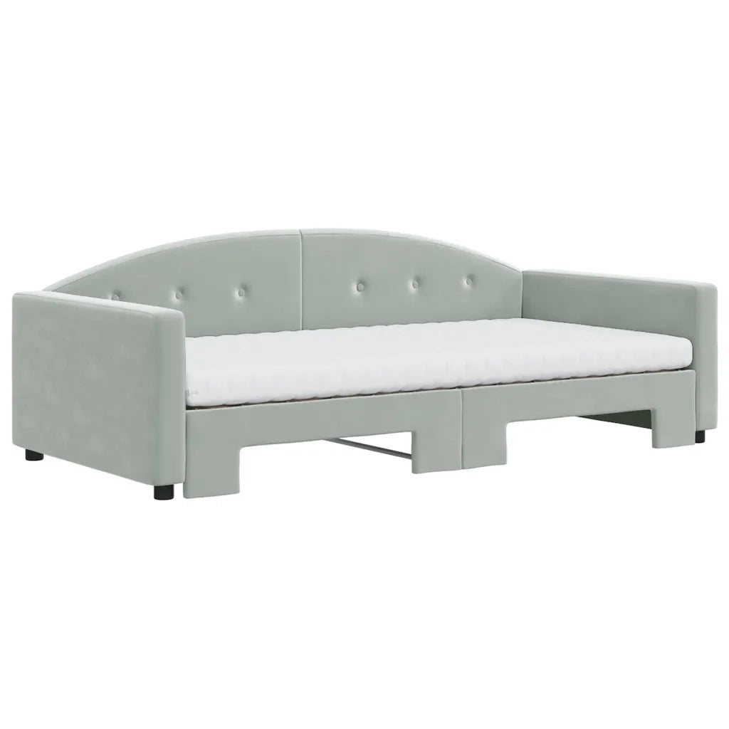 Divano Letto Estraibile Materassi Grigio Chiaro 100x200 Velluto 3197332