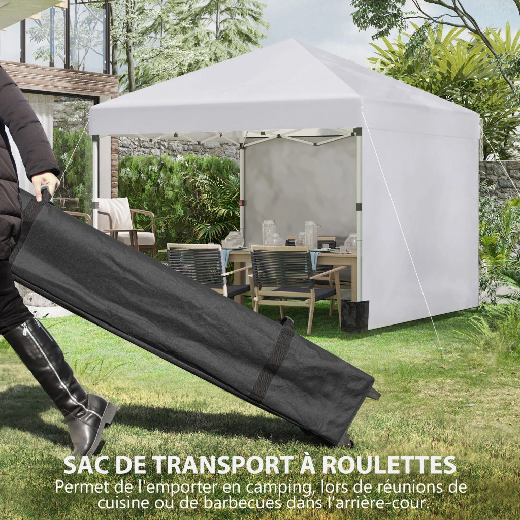 Tonnelle da giardino pop-up regolabile in altezza con protezione laterale ¨C zephmum ¨C 297x297x288 cm bianco