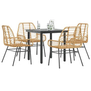 Set da Pranzo da Giardino 5pz Polyrattan Vetro