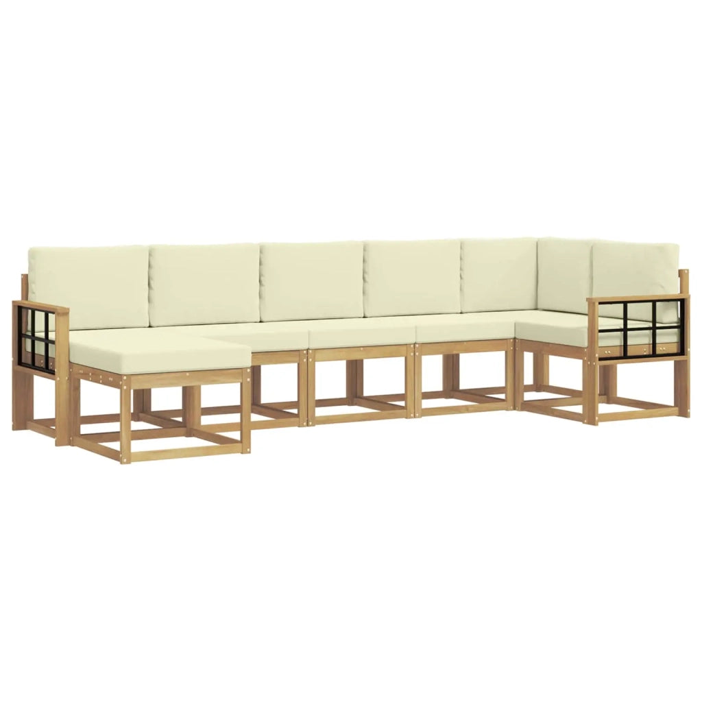 Set di divani da esterno 7 pz Bianco e Crema Poliestere 3387954