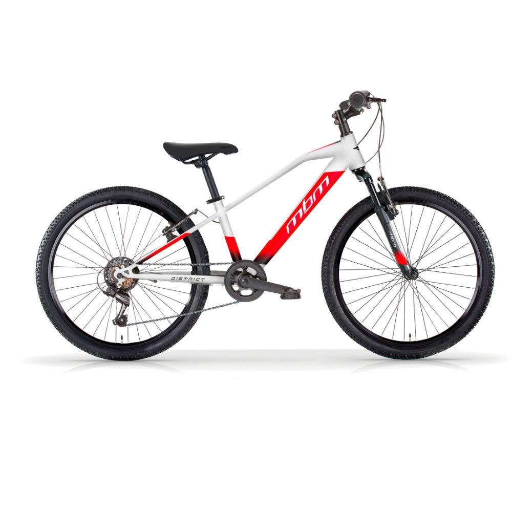 Bicicletta MTB da Ragazzo MBM District 24" con Cambio 7 Velocità-Bianco