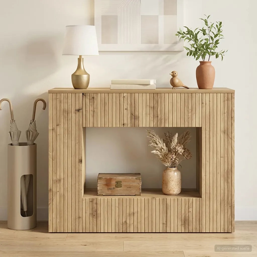 Tavolo consolle Rigato Rovere Artigianale 101 x 29 x 74 cm