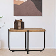 Fali, Tavolino da Salotto Effetto Rattan, 75x55x47h cm Marrone