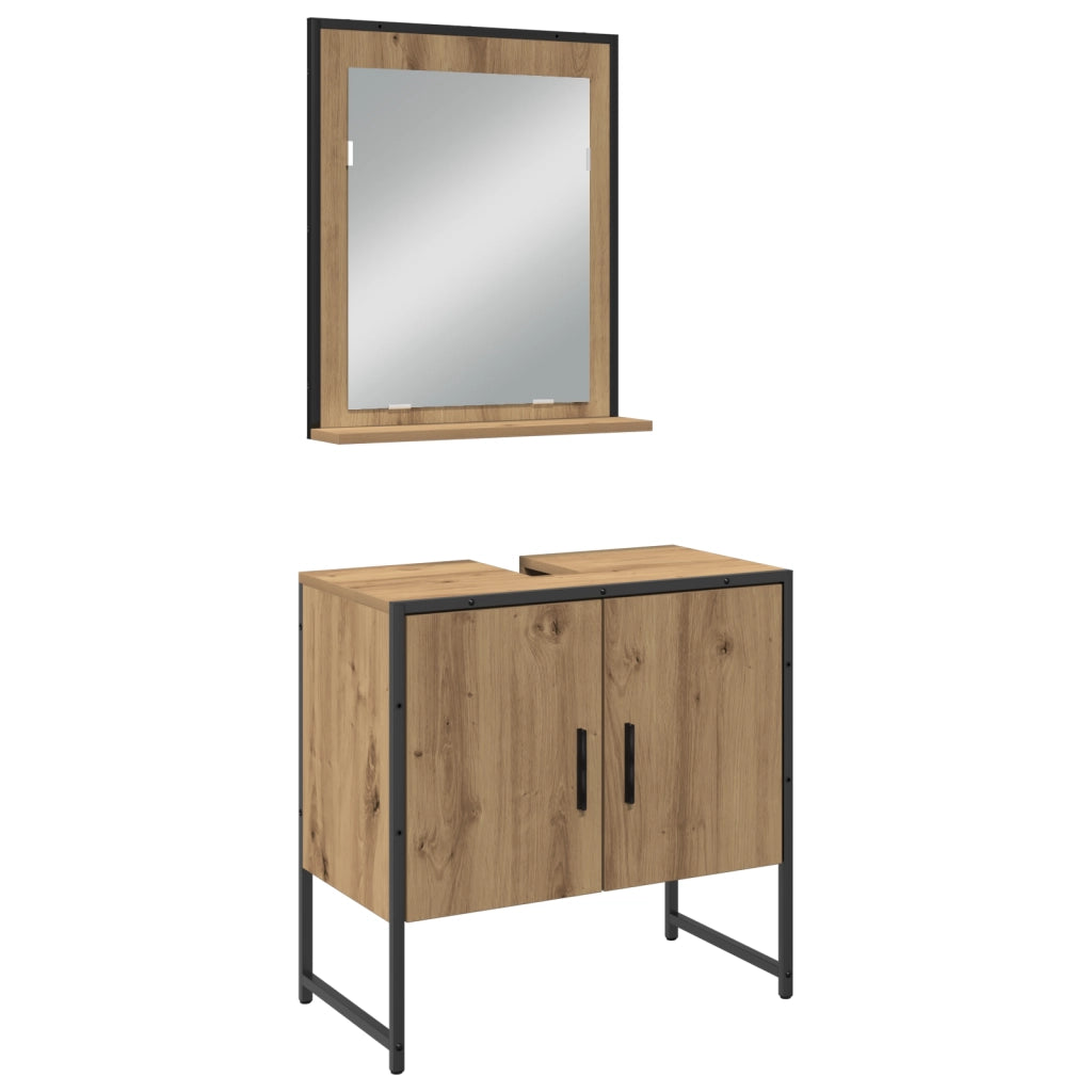 Set di armadietti da bagno 3 pezzi in rovere artigianale in legno ingegnerizzato