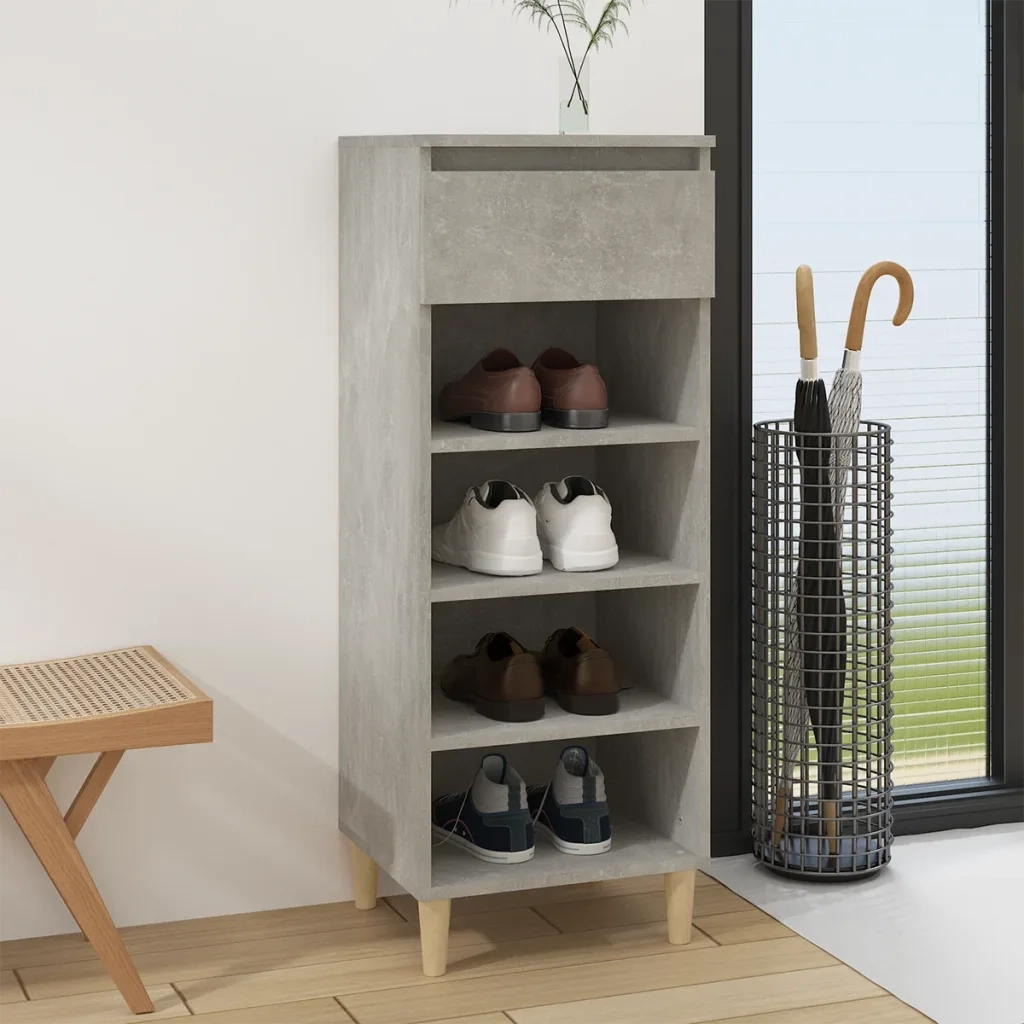 Scarpiera Grigio Cemento 40x36x105 cm in Legno Multistrato 819776