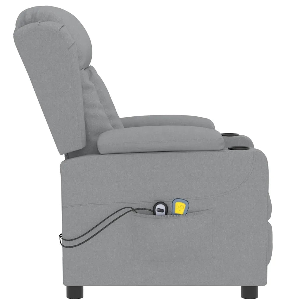 Poltrona Massaggiante | Sedia Relax Elettrica Grigio Chiaro in Tessuto