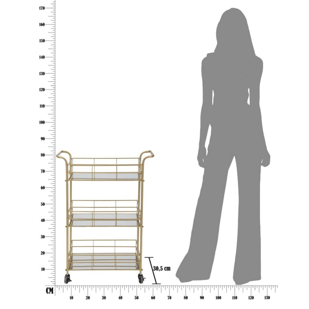 Carrello VKH4, Oro, Metallo, 60x30,5x80 cm