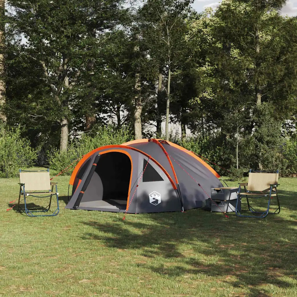 vidaXL Tenda da campeggio Grigio e arancione 308 x 268 x 130 cm