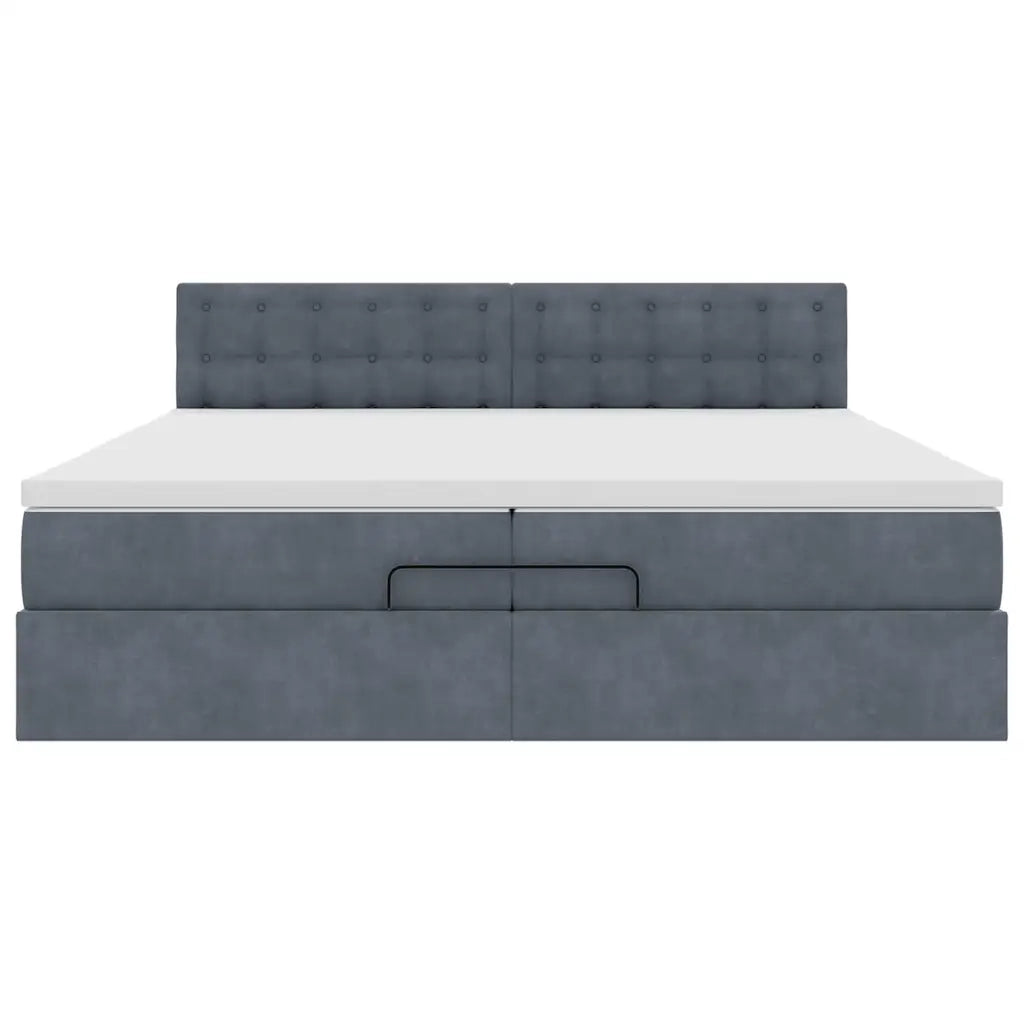 Struttura Letto Pouf con Materasso 200x200 cm in Velluto