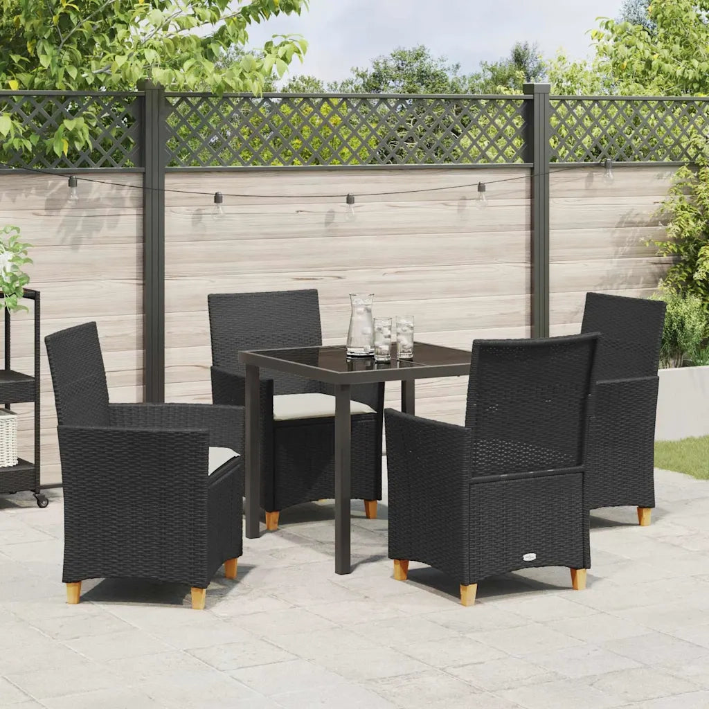 Set da Pranzo per Giardino 5 pcs Nero polyrattan 3381066