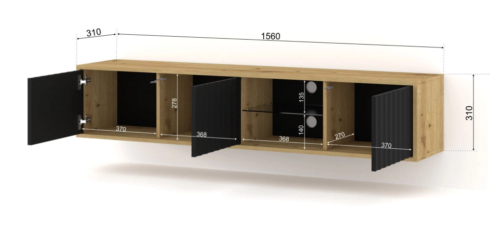 MOBILE VINA PORTA TV 156 ROVERE ARTIGIANALE NERO OPACO