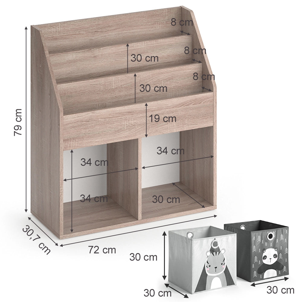 Vicco Libreria bambini Sonoma 30.7 x 79 cm con 2 scatole pieghevoli opt.2