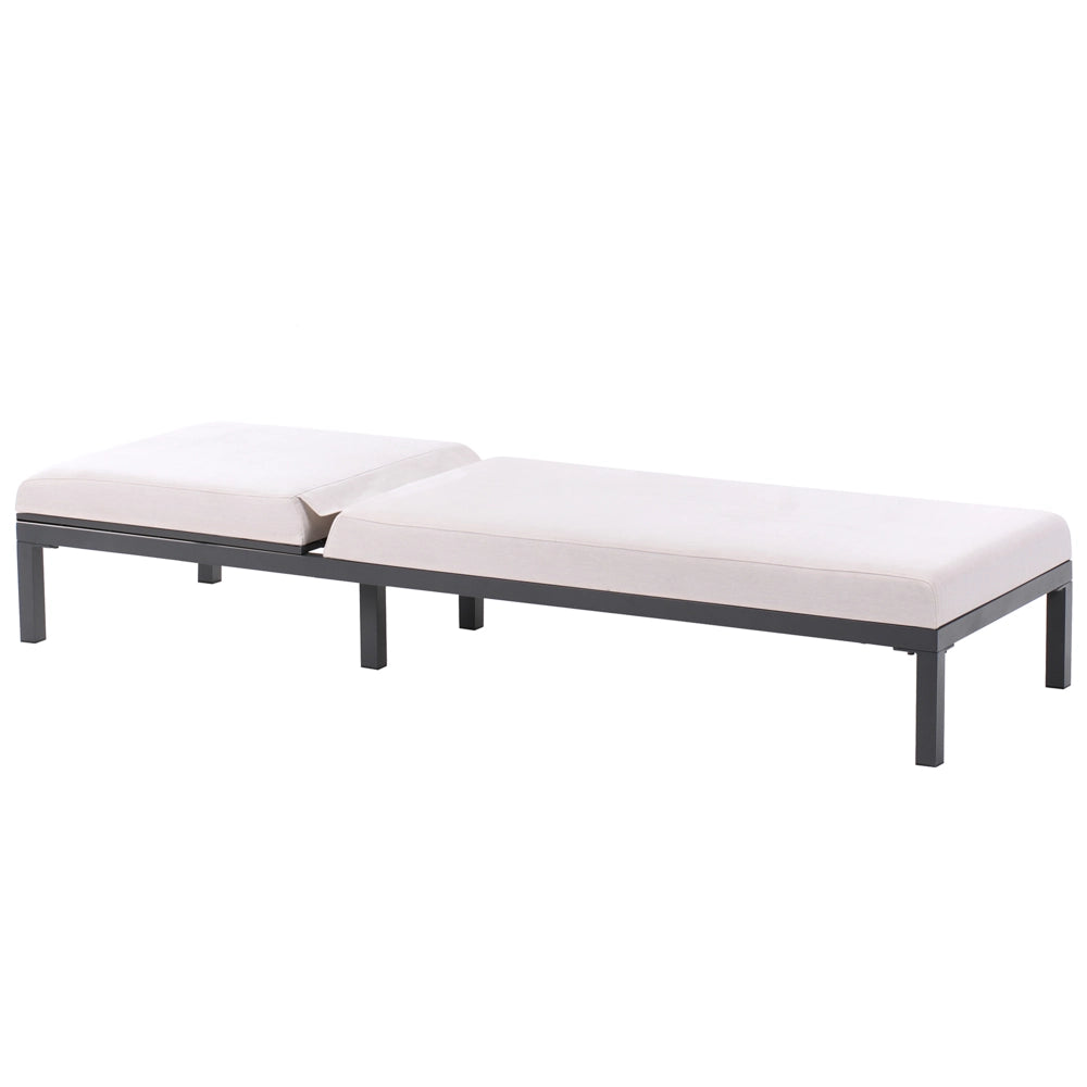 Lettino da giardino moderno reclinabile con struttura in metallo Beige chiaro stile moderno