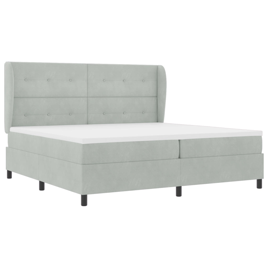 Letto Box Spring con Materasso  Grigio Chiaro 200x200 cm Velluto