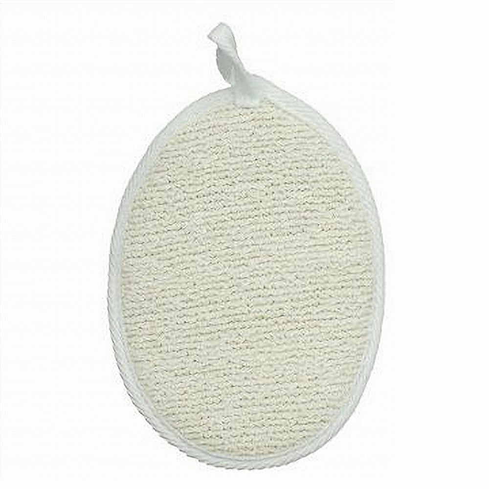 Trade Shop - Spugna Per Doccia Bagno Esfoliante Cura Pelle Corpo 13x18 Cm Bianca Ovale 79642 -