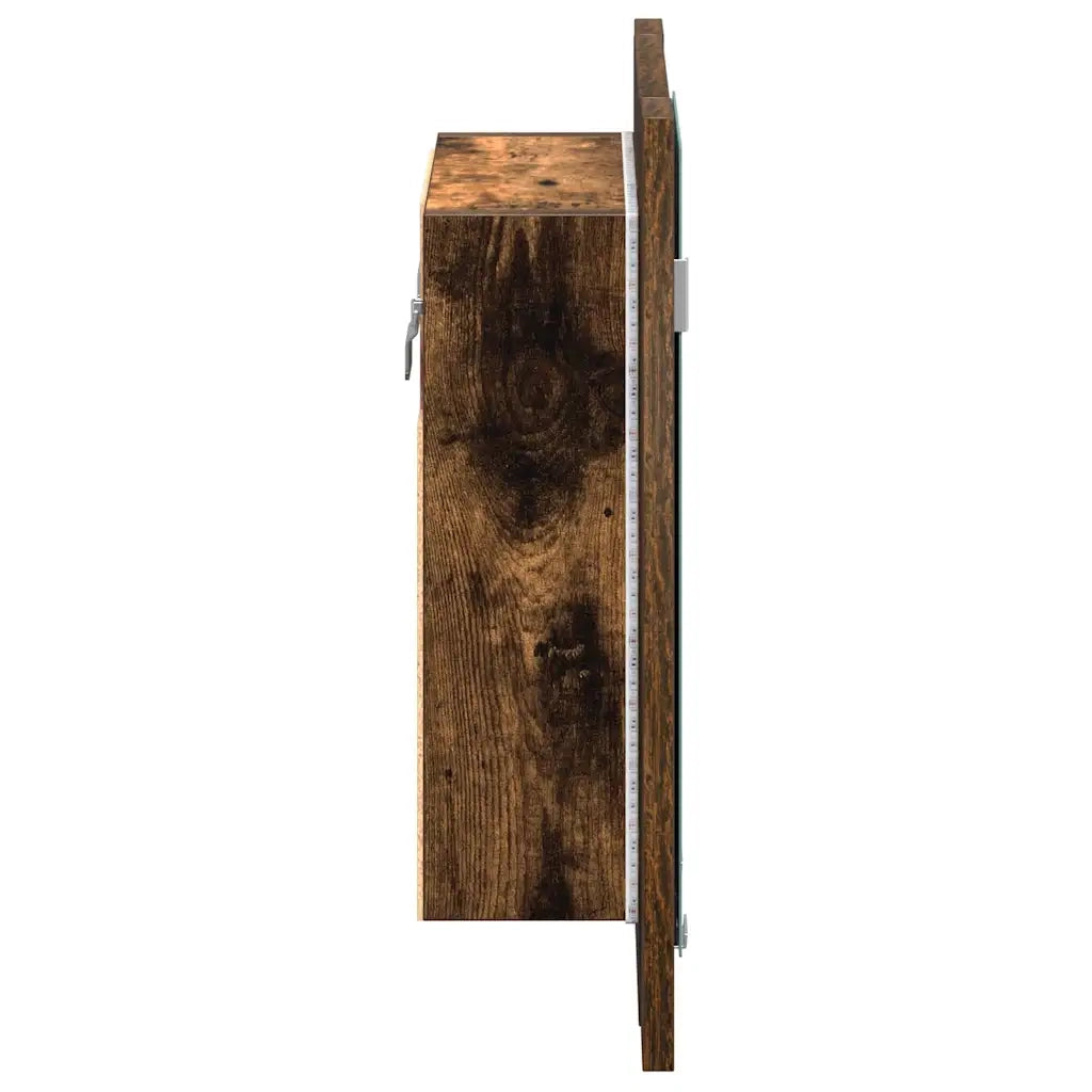 Mobile Bagno Specchio LED Rovere Fumo 40x12x45cm Multistrato 822833