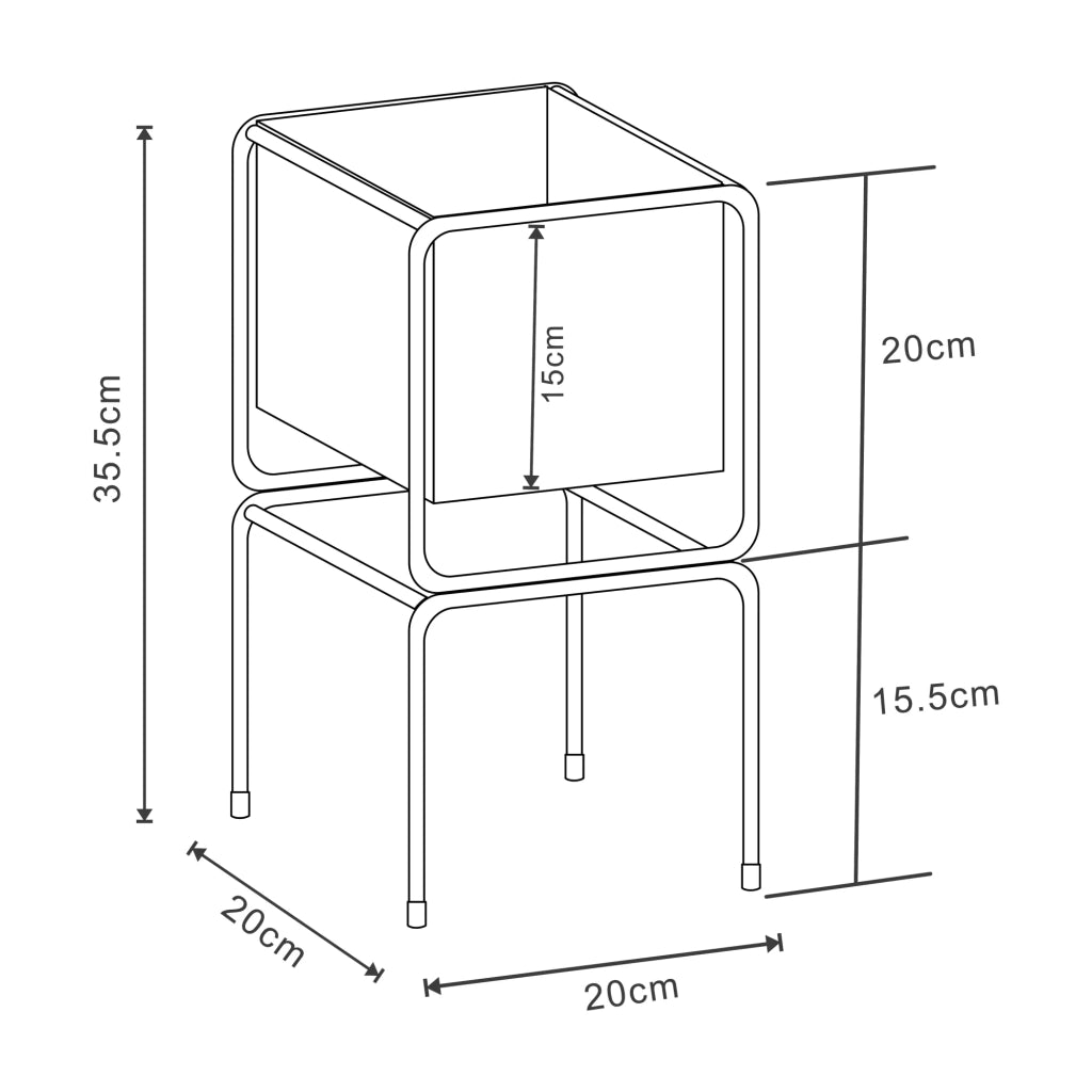 Supporto per piante in metallo 36 x 20 x 20 cm nero 03_0010717